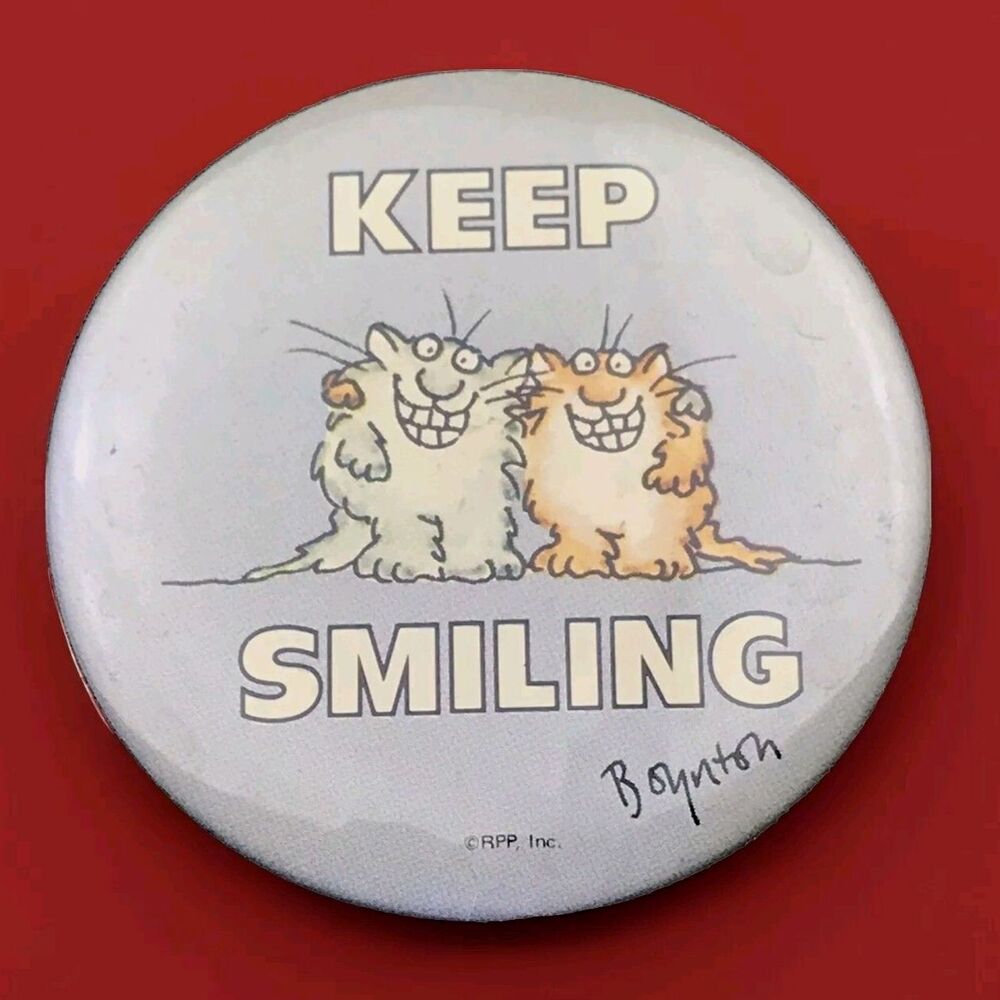Sandra Boynton Keep Smiling Cats Pin Button Pinback
